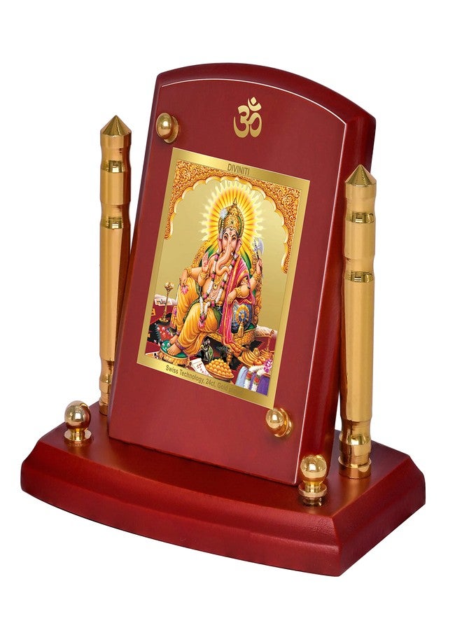 DIVINITI Lord Ganesha Photo Frame for Car Dashboard, Car Idol, Table Decor|MDF 1B P+ wooden Frame with 24K Gold Plated Foil|Religious Frame For Pooja, Prayer and Gift (7X 9CM) - Image 2